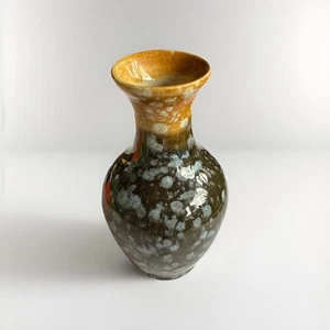 Whimsical Ceramic Bud Vase 5-1/4” Brown Gray Speckled Glaze Round Bottom VTG - Picture 1 of 3