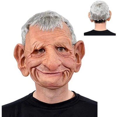 Old Man Mask Big Ears Halloween Cosplay Party Realistic Full Face Cover Headgear - Image 1 of 4