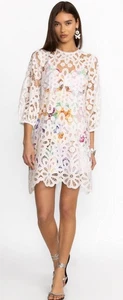 Johnny Was Lisetta Spitzen Minikleid weiß Gr. L wmns Neu mit Etikett $ 538 fehlender Slip - Bild 1 von 8