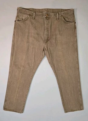 Pantalones de mezclilla rectos vintage Wrangler para hombre 42x30 hechos en EE. UU. 13MWZKY marrón Foto 1 de 4