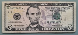 2006 Five Dollar Federal Reserve Note $5 STAR NOTE Circulated #96482 - Picture 1 of 2