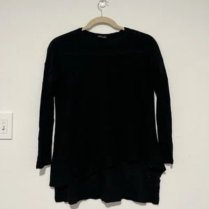 Eileen Fisher Long Asymmetric Tencel Wool Alpaca Boat Neck Tunic Sweater Medium - Picture 1 of 6