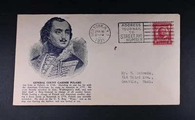 Jan 16 1931 FDC USA Scott # 690-7 Stoutzenberg Cachet VF Cover NY Cancel Plain - Image 1 of 2