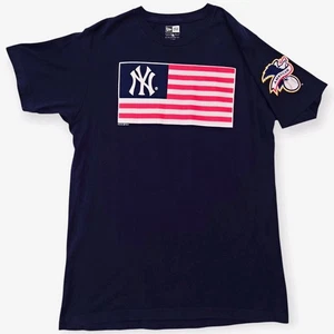 New York Yankees American Flag T-shirt Men's M New Era Navy Blue MLB USA - Picture 1 of 8