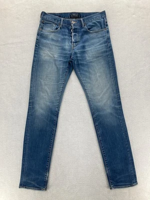 Lucky Brand Jeans Mens 30x32 Blue 1 Authentic Skinny Button Fly Distressed Denim - Image 1 of 4