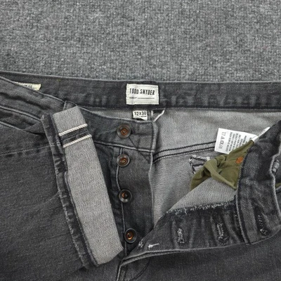 Todd Snyder 牛仔裤男式 32x30 木炭修身镂空牛仔纽扣门襟准备 — 第 1/4 张图片