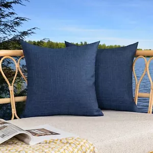 Pack of 2 Decorative Outdoor Waterproof Throw Pillow Covers Checkered Pillowcase - Picture 1 of 7