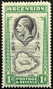 Ascension, King George V with Map of Island, Scott 24, Mint Light Hinged, VF - Picture 1 of 2