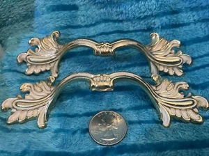 2 Vintage Mid Century Ajax Provincial 991 ? Weißgold Blatt Ziehgriff 3" OC - Bild 1 von 10
