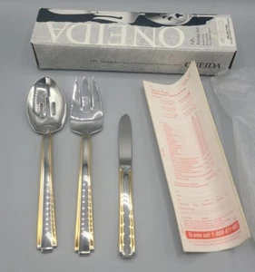 NEW Oneida Golden Accents Estage 3 Piece Serving Set  Stainless Butter knife ++ - Picture 1 of 9