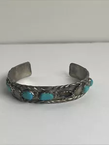 Native American A. Penketewa Zuni Turquoise Sterling Silver Cuff Bracelet - Picture 1 of 11