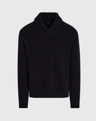 New Club Monaco Half Cardi 100% Cashmere Shawl Sweater Size Large Black $448 NWT - Image 1 of 4