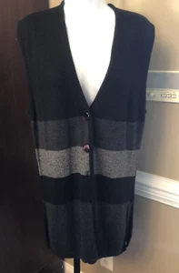 Designers Originals Women's Luxelon Sweater Vest Soft Acrylic Black Small Button - Picture 1 of 4