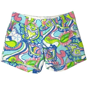 Pantalones Cortos Lilly Pulitzer Talla 0 Rosa Verde Callahan Conch Republic Playa Costera - Imagen 1 de 7