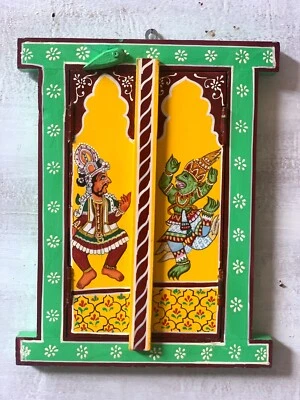 Wooden window Narasimha's avatar wall hanging jharokha wall decor Indian frame - Image 1 of 4
