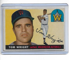TOM WRIGHT 1955 Topps Baseball Vintage Card #141 NATIONALS - Very Good