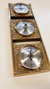 70er DESIGN Wetterstation Hygrometer Barometer Thermometer Massives Messing 70s - Bild 1 von 9