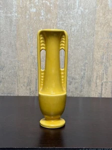 Vintage Shawnee Pottery Double Handle Yellow Bug Vase 8" - Picture 1 of 3