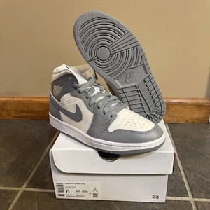 Nike Air Jordan 1 Mid Stealth Sail Grey White Shoes BQ6472-115 Women's Size 6w - Picture 1 of 10
