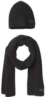 Calvin Klein, Unisex Cable-Knit Neck Warmer Scarf & Ice Cap Set, Black, OS - Image 1 of 4