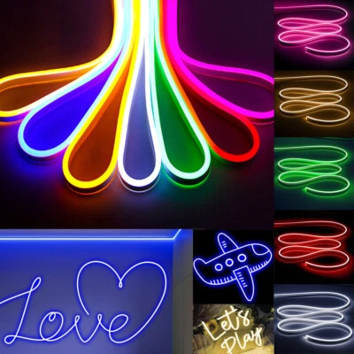 5M LED Strip Neon Flex Rope Light Waterproof DC 12V Flexible Outdoor Lighting UK