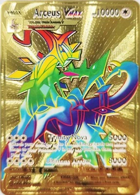 Pokemon Card Arceus VMAX Gold Pokemon Gold Metal Card - CARTA IN METALLO TCG - Immagine 1 di 3