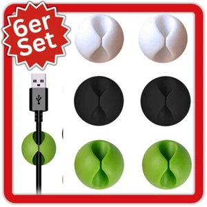 6x Kabelhalter Kabel Organizer Ladekabel Halter Schreibtisch Clip selbstklebend - Bild 1 von 9