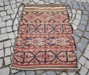 Spectacular Antique Camel Bag Rug Collector Item Anatolian Sumak Kilim Camel Bag - Picture 1 of 12