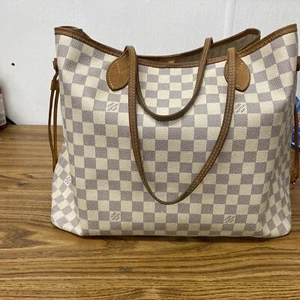 Authenticated Louis Vuitton Damier Azur Neverfull MM Tote Bag - Picture 1 of 13