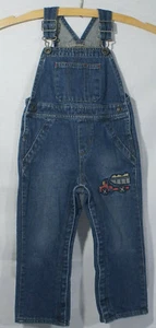 Vintage Denim Jean Romper Overalls Children's Place Dump Truck Patch Toddler 3T - Picture 1 of 11