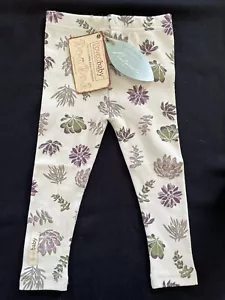 L’oved Baby NWT Ivory/Green/Lavender “Succulent”Organic Cotton Leggings-9-12Mos - Picture 1 of 5