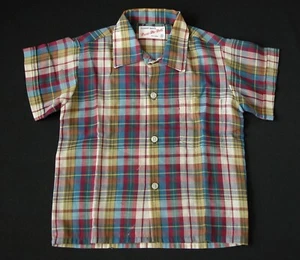 Vtg 1970s Western Cowboy Paper Thin Plaid Shirt Kids Sz 5-6 Tommy Boy - Picture 1 of 3