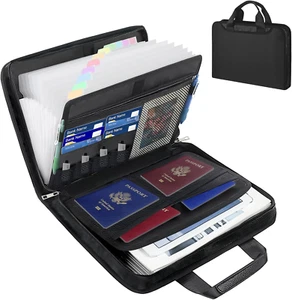 12 Pockets Accordion File Organizer Fireproof Important Document File Folder New - Picture 1 of 7