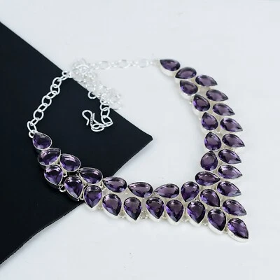 Ametista Gemma 925 Argento Sterling Gioielli Collana Valentine's Giorno Regalo - Immagine 1 di 4