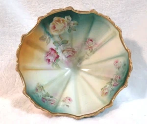 Silesia Alemania Porcelana Rosa Pie Profundo Cuenco Borde Dorado Pies Dorados - Imagen 1 de 10