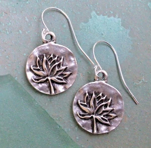 NEW Sterling Silver Sundance Charm Simple Lotus Flower Earrings Artisan Jewelry - Picture 1 of 6