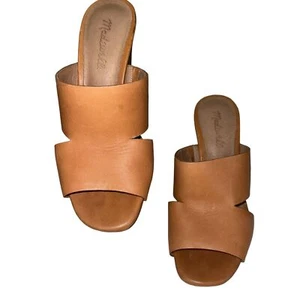 Madewell Tessa hellbraune Leder Slipper Pantoletten Cutout Blockabsatz Größe 7 - Bild 1 von 9