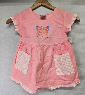 Vestido Fresh Produce Talla 2T Niño Bebé Niñas Rosa Mariposa Guinga Foto 1 de 4