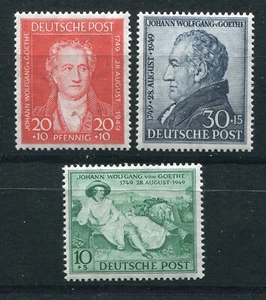 GERMANY AMERICAN BRITISH ZONE 1949 GOETHE JUBILEE B306-B308 PERFECT MNH - Picture 1 of 1
