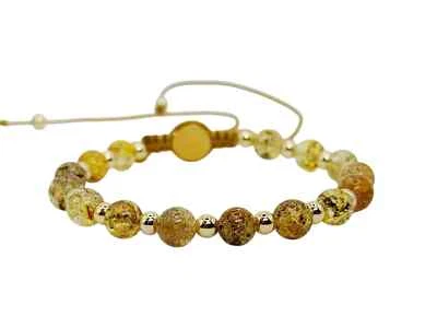 Bernsteinarmband 100% Natur Bernstein Armband Herren  Damen 14k Gold Partne4020 - Bild 1 von 4