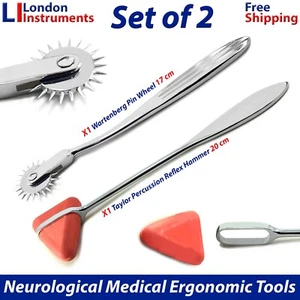 Taylor Reflex Hammer Pin Brush Neurological Exam Healthcare Diagnostic Set of 2 - Picture 1 of 6