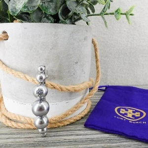 Tory Burch Logo Pearl Haarspange Silber OS - Bild 1 von 12