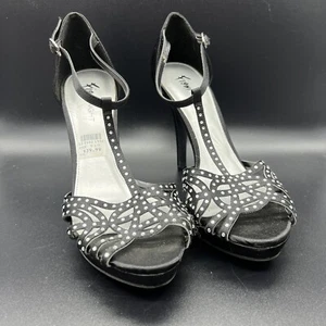 Scarpe donna taglia 9,5 Fioni notte tacco con cinturino nero - Foto 1 di 7