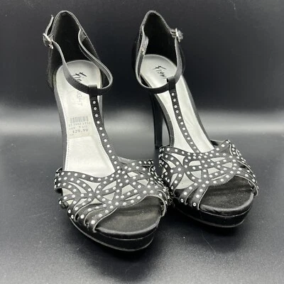 Mujer Talla 9.5 Fioni Noche Tacones con Tirantes Zapatos Negros Foto 1 de 4