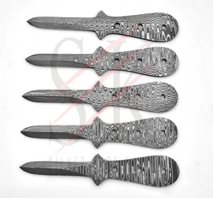 5 coltelli ostriche acciaio damascato lame vuote coltelleria personalizzati fatti a mano - Foto 1 di 2