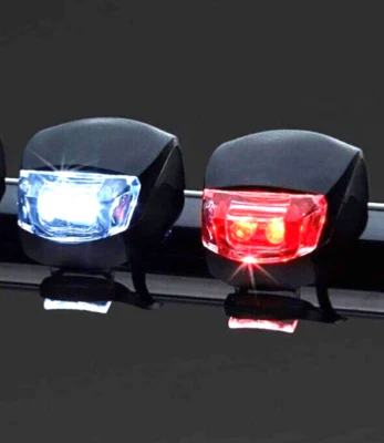 2 LED SILICONE MOUNTAIN BIKE BICYCLE FRONT REAR LIGHTS SET PUSH CYCLE LIGHT CLIP - Image 1 of 4