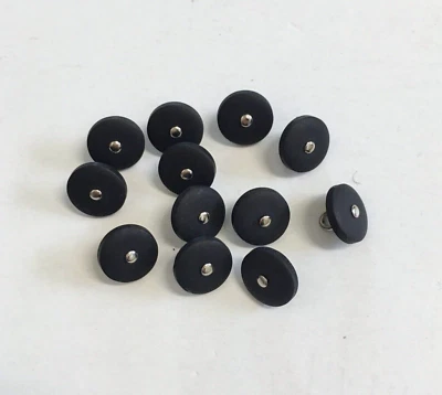 24 botones redondos de plástico negro de metal plateado para coser 13 mm #MT19 Foto 1 de 4