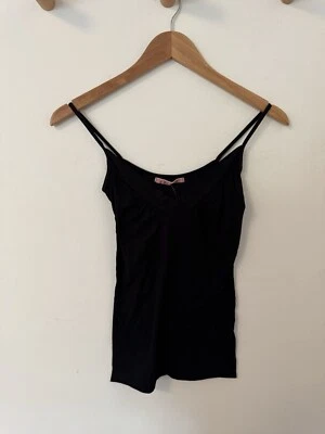 Camiseta sin mangas de colección Y2K de terciopelo de Graham Spencer negra con correa de espagueti cuello en V club nueva con etiquetas Foto 1 de 4