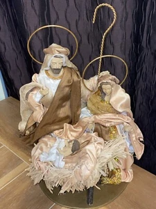 Holy Family Nativity with fabric robes, Nativity Christmas Centerpiece - Picture 1 of 5