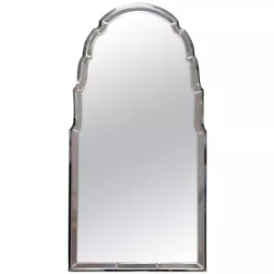 Sublime 1930s Art Deco Peach Glass Beveled Venetian Curved Steeple Top Mirror - Picture 1 of 13